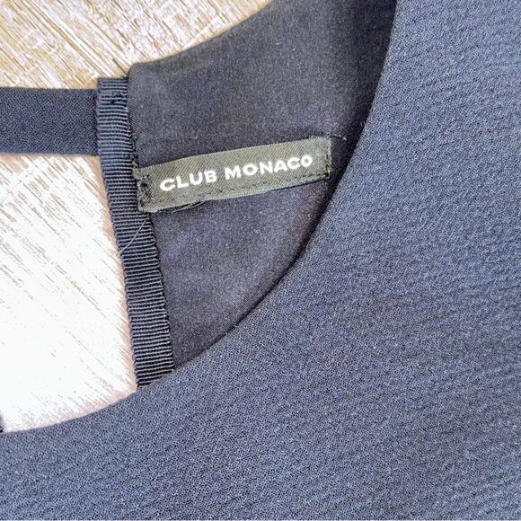 RALPH LAUREN CLUB MONACO Women’s Navy Tiered Scalloped Mini Crew Neck Dress - Picture 3 of 12